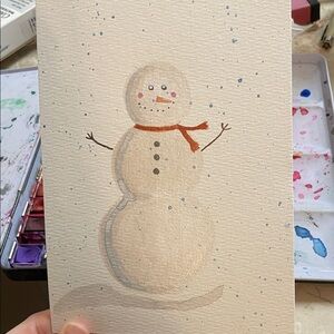 Handmade Snowman Watercolor Art